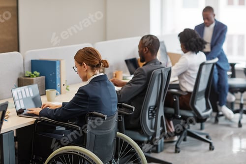 Preview: Woman in Wheelchair Working with Colleagues