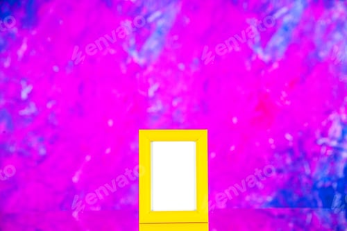 Preview: front view yellow picture frame on pink background gift portrait photo color present family picture