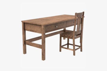 Preview: Rustic Wooden Desk and Chair