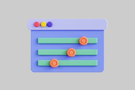Visualização: Interface colorida do painel de configurações
