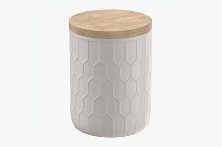 Preview: Hexagon Embossed Jar with Wood Lid