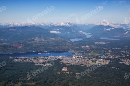 Preview: Aerial view of a small town, Port Alberni, on Vancouver Island