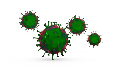 Preview: Vivid Green and Red Virus on White