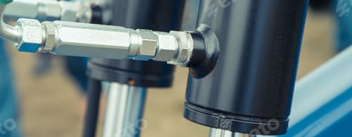 Preview: Black piston or actuator and other mechanism in pneumatic or hydraulic machine. Technology