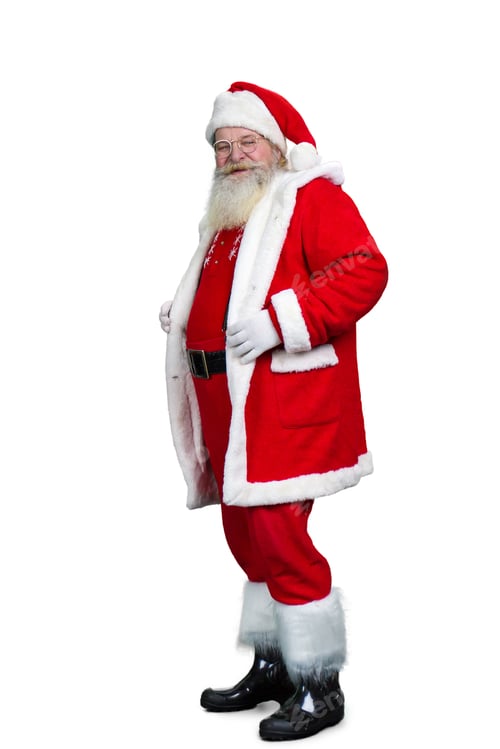 Preview: Senior Santa Claus standing on white background.