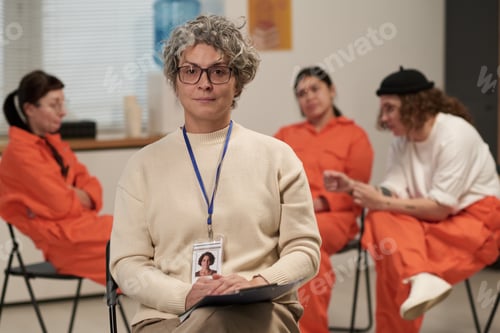 Preview: Portrait of Middle Aged Woman Supervising Prison Education Program