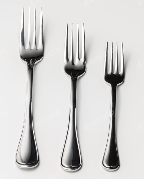 Preview: Set of silver cutlery on a white background