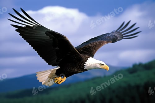 Preview: an eagle soaring high with its wings spread wide in the air
