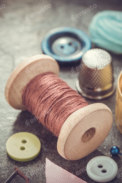 Preview: sewing tools and accessories on table