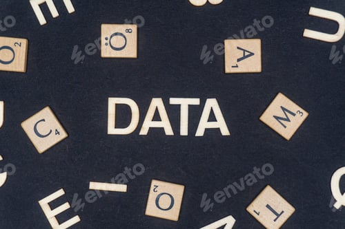 Preview: DATA word written on dark paper background. DATA text for your concepts