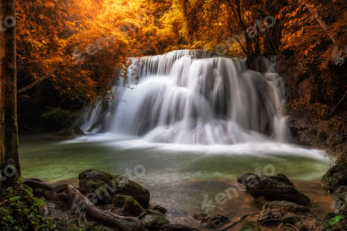 Preview: Beautiful waterfall in the forest, huay mae khamin waterfall, Kanchanaburi province,