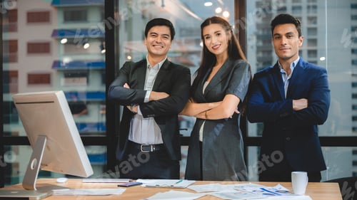 Preview: professional businessman partner person success team are meeting with corporate group in office