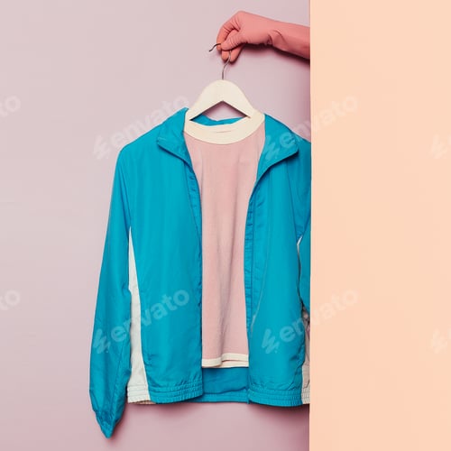 Preview: Stylish sportswear. Minimal fashion. Windbreaker on a hanger. Wa