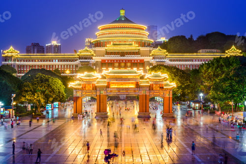 Preview: Chongqing, China At Great Hall Of The People And People'S Square.