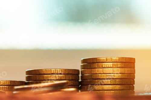 Preview: Close up of coins stacked on each other