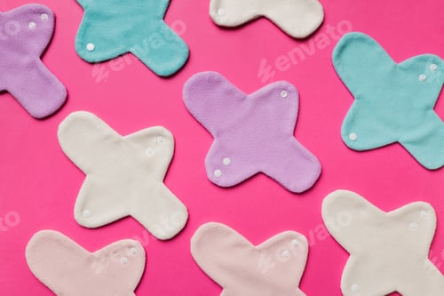 Preview: Eco-friendly reusable fabric women's pads. set of colorful bright reusable menstrual pads