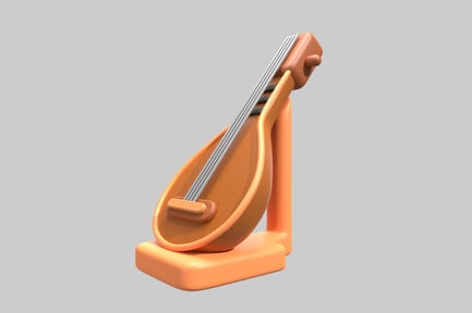 Preview: Orange mandolin musical instrument sculpture
