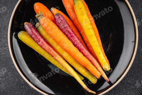Preview: colorful carrots fresh vegetable tasty delicious gourmet food background table rustic food