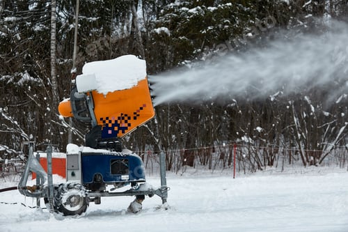 Preview: Snow cannon spraying out a fresh dusting of snow on the ski slopes.