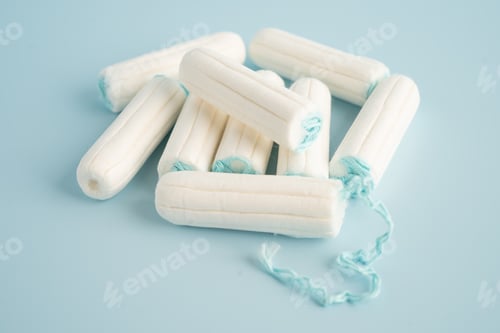 Preview: Menstruation cycle with sanitary cotton tampon for woman hygiene