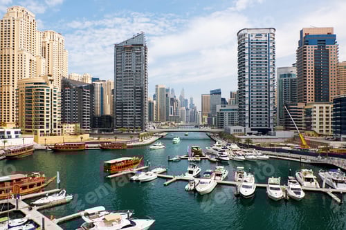 Preview: Dubai marina cityscape at daylight
