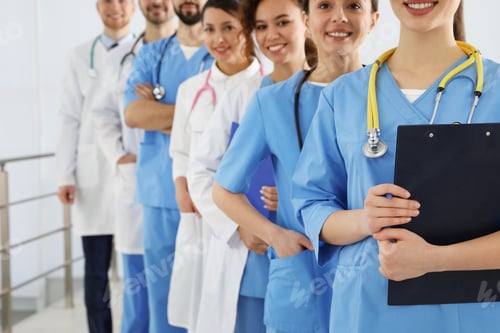 Preview: Team of medical workers in hospital. Unity concept
