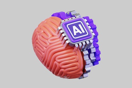 Preview: AI Technology Brain Concept With Purple Chip