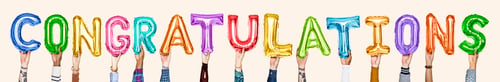 Preview: Rainbow alphabet balloons forming the word congratulations