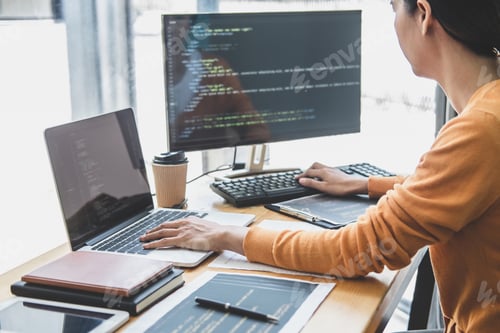 Preview: Programmer working at developing programming and website working in a software develop company