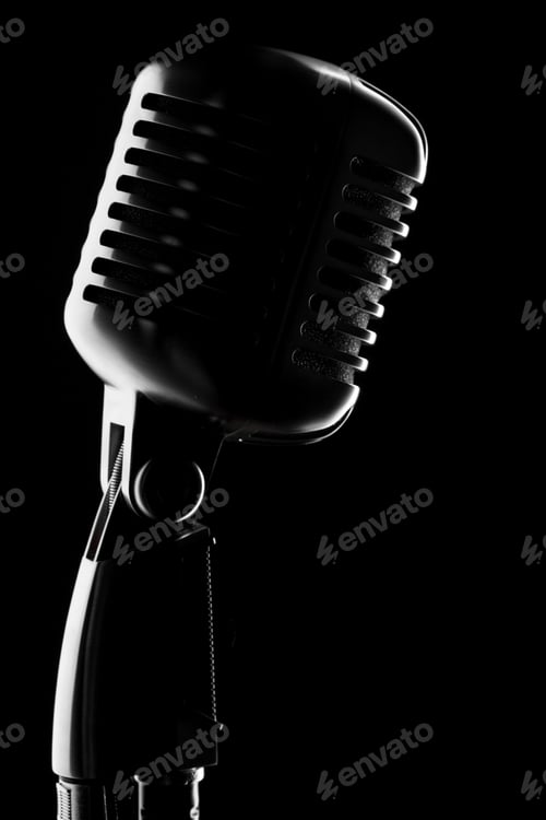 Preview: vintage microphone over black