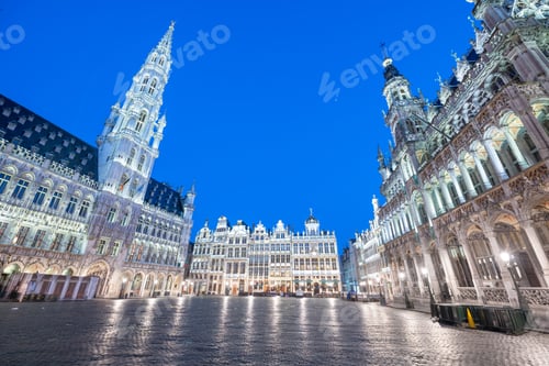 Preview: Brussels, Belgium plaza and skyline with the Town Hall