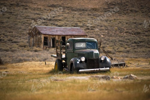 Preview: Abandoned pick up truck in Bodie ghost town, Bodie National Park, California, USA