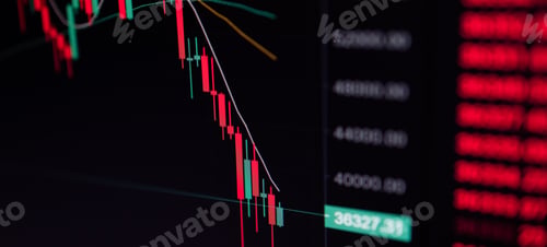 Preview: Close up of Bitcoin and Cryptocurrency stock market exchange candlestick chart
