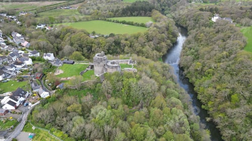 Preview: Aerial photograph of the Cilgerran Castle, situated in the Pembrokeshire Coast National Park, Wales