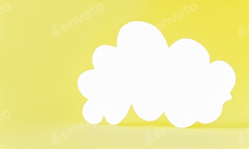 Preview: white cloud on a yellow background. paper cut art. mock up for a project