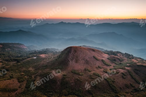 Preview: early morning mountain from high angle before sunrise