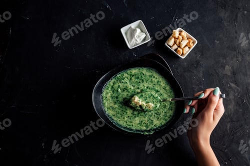 Preview: Healthy food, soup with vegetables and meat.