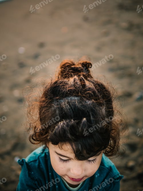Preview: portrait of little girl at beach