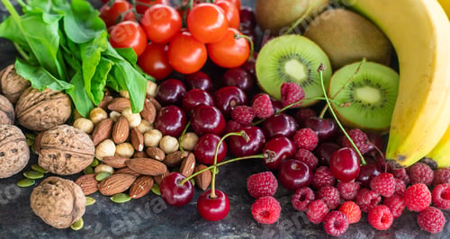 Preview: Foods containing melatonin on a beautiful background. Selective focus.