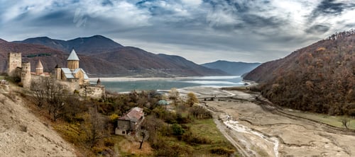 Preview: Narikala fortress panorama and mountain lake, Georgia