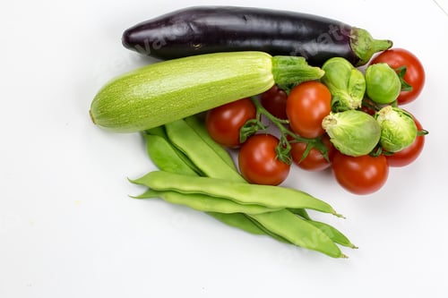 Preview: Fresh organic vegetables on the white background