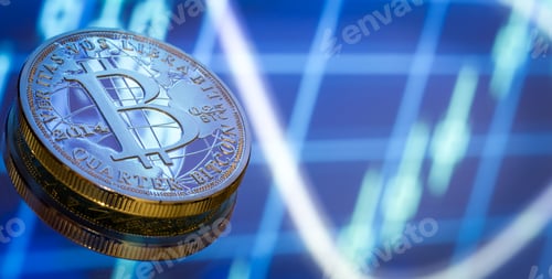 Preview: Bitcoin, a new concept of virtual money, graphics and digital background.