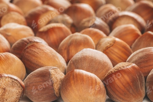 Preview: Closeup of some unopened hazelnuts
