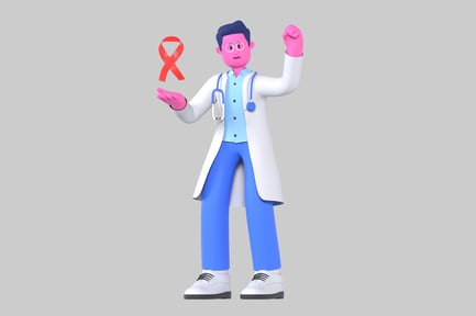 Preview: Cartoon doctor figure with awareness ribbon