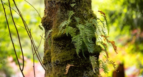 Preview: Tree Bark with moss. Close up background