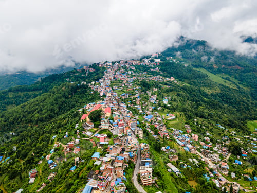 Preview: The aerial view of Chautara Bazar in Sindhupalchok, Nepal