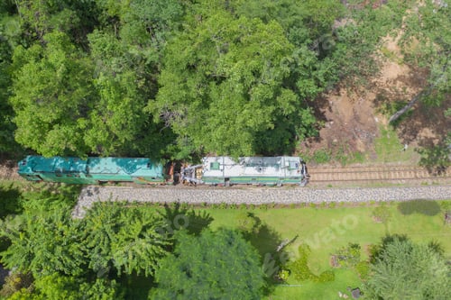 Preview: Train or tram on railway in urban city in public transportation. Vehicle