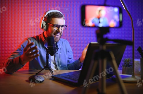 Preview: streamer is streaming online content,metaverse ar vr,gaming and esports concept