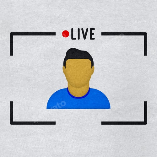 Preview: Live stream man icon on paper textured background