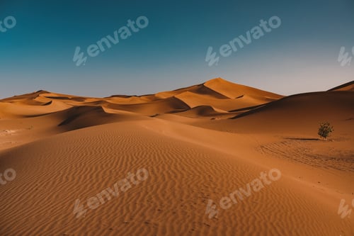 Preview: Beautiful view of tranquil desert under the clear sky captured in Morocco